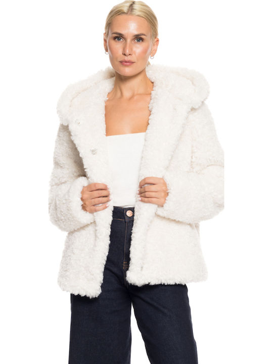 Women's Short Fur Off White