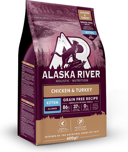 Alaska River Grain Free Kitten Ξηρά Τροφή χωρίς Σιτηρά για Ανήλικες Γάτες με Γαλοπούλα / Κοτόπουλο 0.4kg