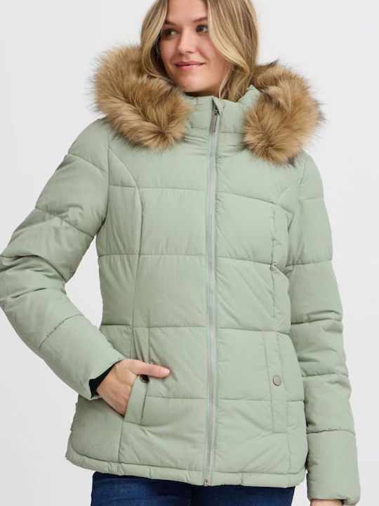 Women's Long Puffer Jacket for Winter Pastel Green - Mint