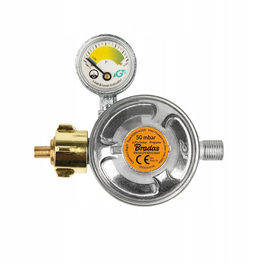 Bradas Gasschlauch 37mbar 1.5kg/h Sicherheitsventil mit Manometer Schlauch 9-10mm Rg A310ie-m