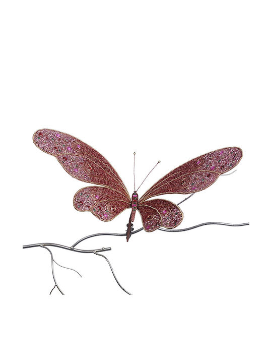 Hanging Butterfly Ornament Pink with Glitter