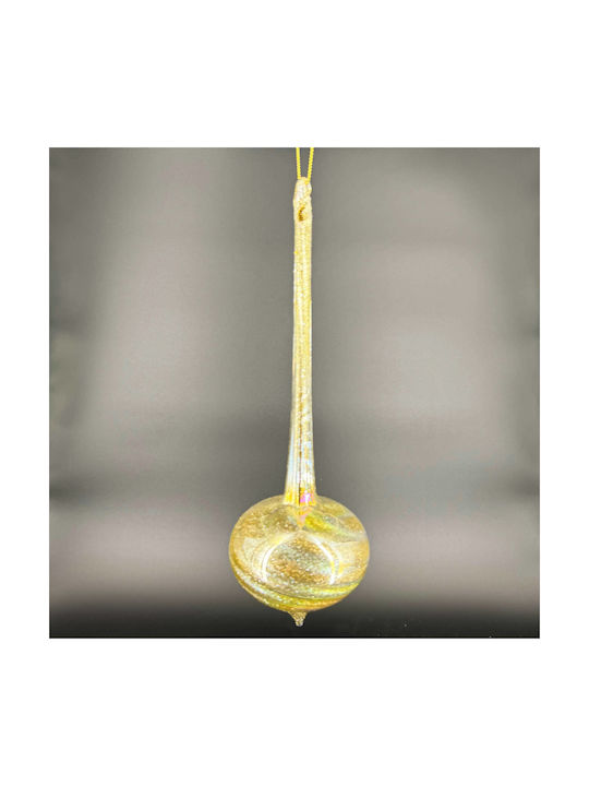 Hanging Ornament Glass Gold with Glitter