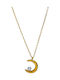 Chain Necklace Steel Gold Moon Zircon