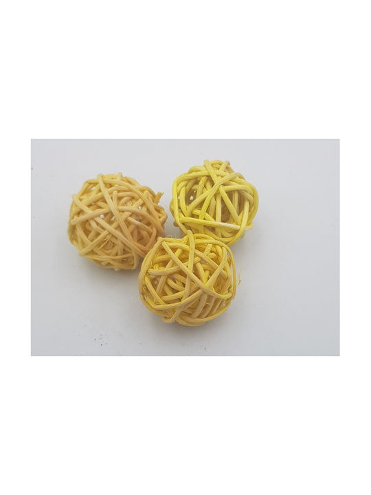 Rattan Ornament suspendat Din lemn Galben Set 24buc