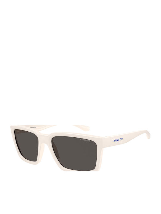 Women's Sunglasses with White Plastic Frame and Gray Lens