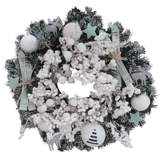 Ambalaz Christmas Lighted Decorative Wreath Battery Powered 30cm