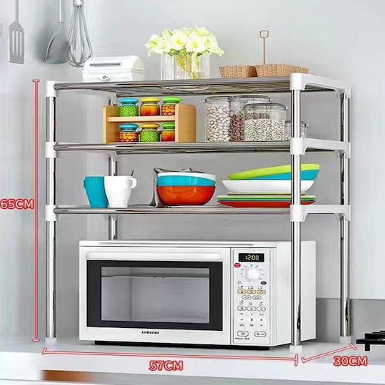 Βάση για Φούρνο Μικροκυμάτων Μεταλλική 60x25x65εκ. Ασημί