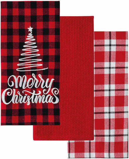 Kentia Fazzy Towel from 100% Cotton in Red Color 40x60cm 3pcs