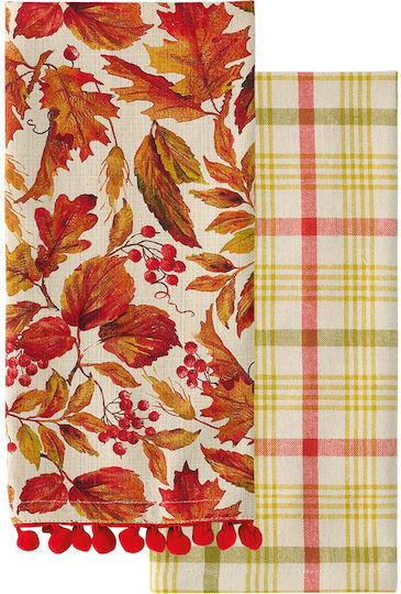 Kentia Fazzy Towel from 100% Cotton in Orange Color 40x60cm 2pcs