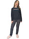 Remix Winter Damen Pyjama-Set Dark Blue