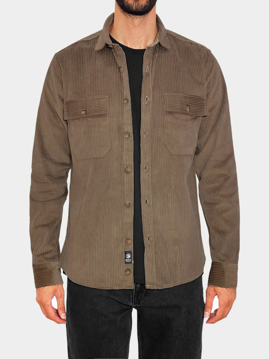 Μακρυμάνικo Βαμβακερό Overshirt Μπεζ
