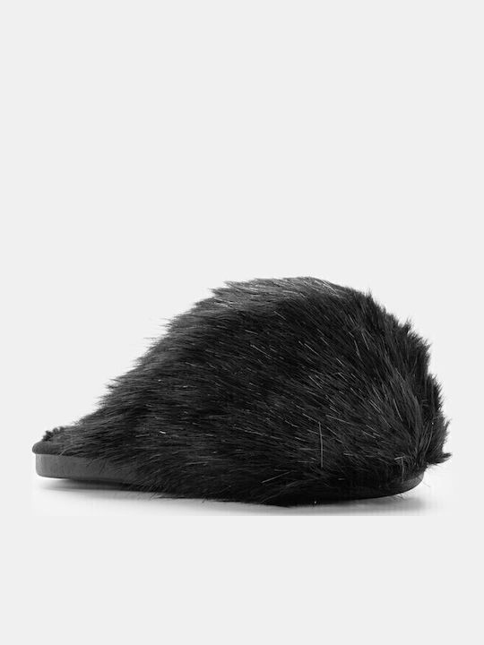 Winter Damen Hausschuhe mit Fell Schwarze