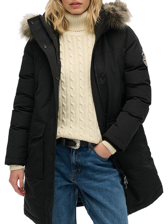 Superdry Μακρύ Γυναικείο Puffer Μπουφάν για Χει...