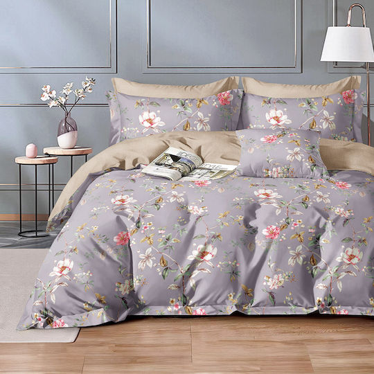 Beauty Home Marin Σετ Κουβερλί Υπέρδιπλο Βαμβακοσατέν Λιλά 220x240cm 3τμχ