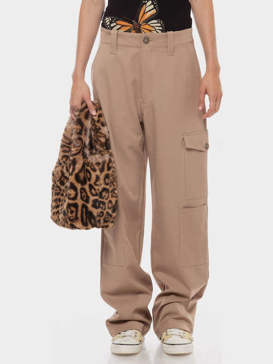 Volga Women's Fabric Cargo Trousers Brown