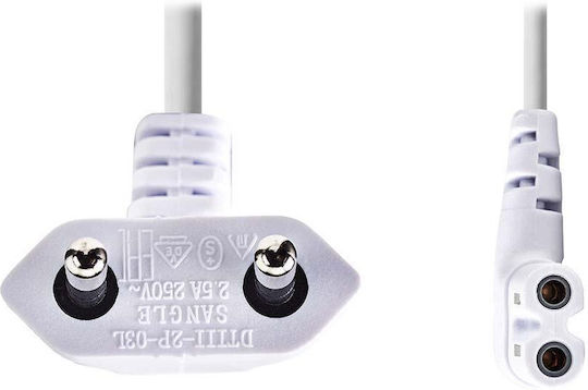 Nedis Power Cable Adapters Euro Plug Iec-320-c7 Connector Angled-angled Two-wire White Bulk 3m
