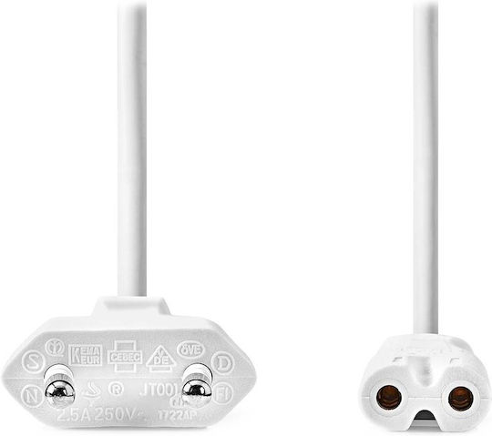 Nedis Power Cable Adapters Euro Plug Iec-320-c7 Connector Straight-straight Two-wire White Bulk 5m