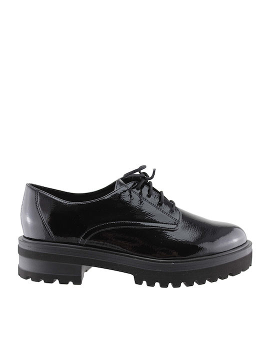 Women's Patent Leather Oxford Shoes Black