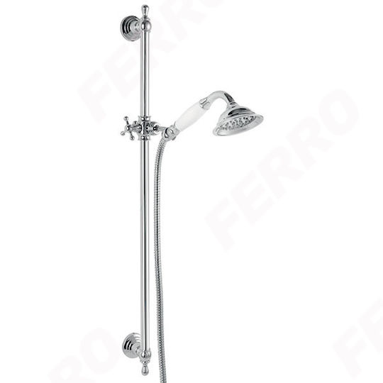 Complete Shower Set Ferro Retro Easy Cleaning System Chrome-plated