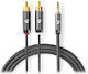 Nedis Profigold Stereo Audio Cable 3.5 Mm Jack Plug 2x Rca Plug Cotton Gray Box 1m