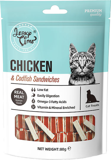 Jerky Time Λιχουδιά Σκύλου με Κοτόπουλο και Μπακαλιάρο 80gr