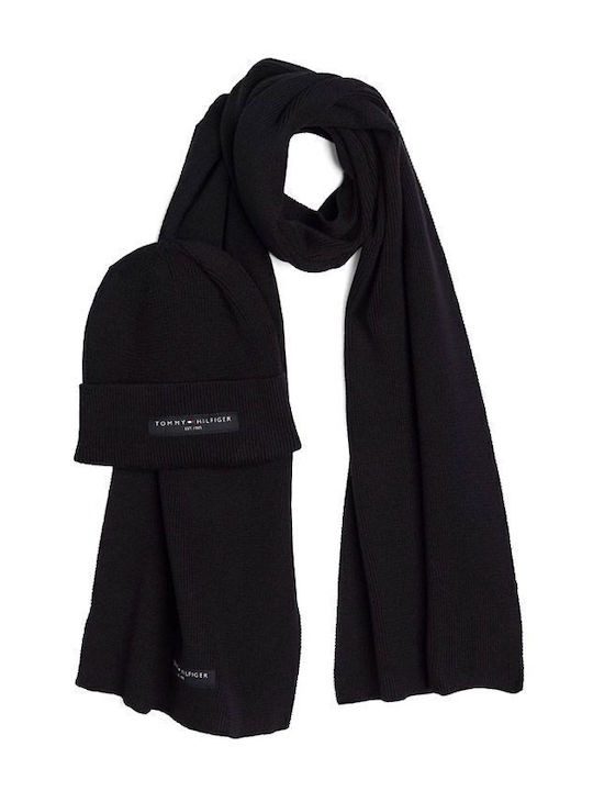Masculin Set cu Căciulă Tricotat în culoarea Negru