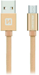 Swissten 71522204 Braided / Flat USB 2.0 în Micro USB 1.2m Auriu