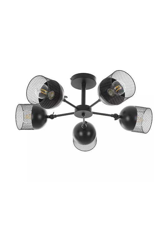 Pendant Light Black for 5 Bulbs E27