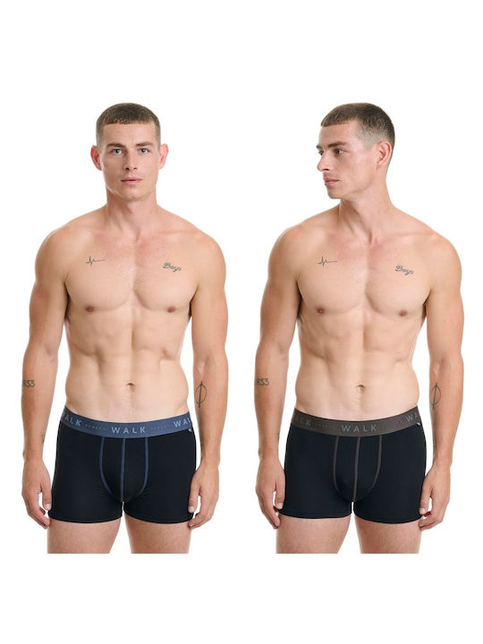 Walk Ανδρικά Μποξεράκια Black/Blue/Brown 2Pack