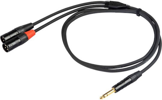 Proel Cable 2 x XLR female - 6.3mm male Μαύρο 3m CHLP325LU3