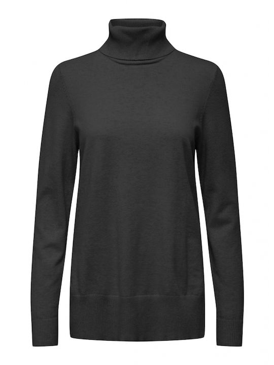 Only Women's Long Sleeve Sweater Turtleneck Black