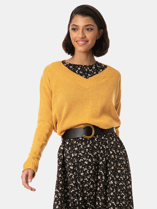 Langarm-Strickpullover Gelb Gelb