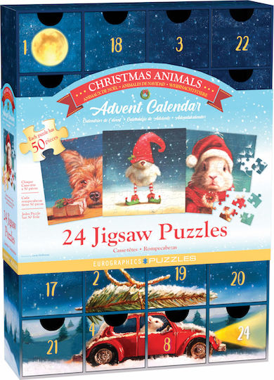 Animal Advent Calendar Christmas 24 Puzzles 50 Pieces