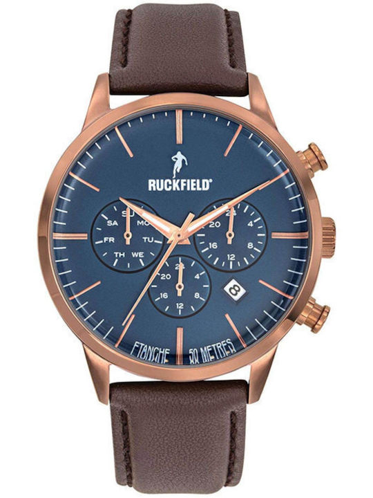 Ruckfield Herrenuhr Batterie mit Braun Lederarmband