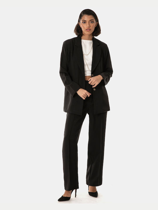 Women's Suit Jacket Trousers Black Black