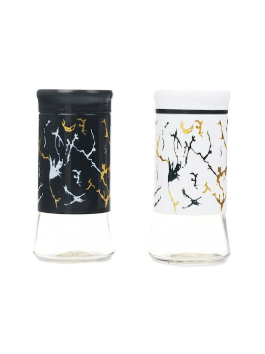 Set de Așchii de Sare și Piper Pufoare Elegant 11 Cm Alb Negru