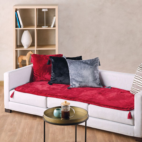 Kentia Armchair Throw Two Sides Dimension 75x190cm Burgundy