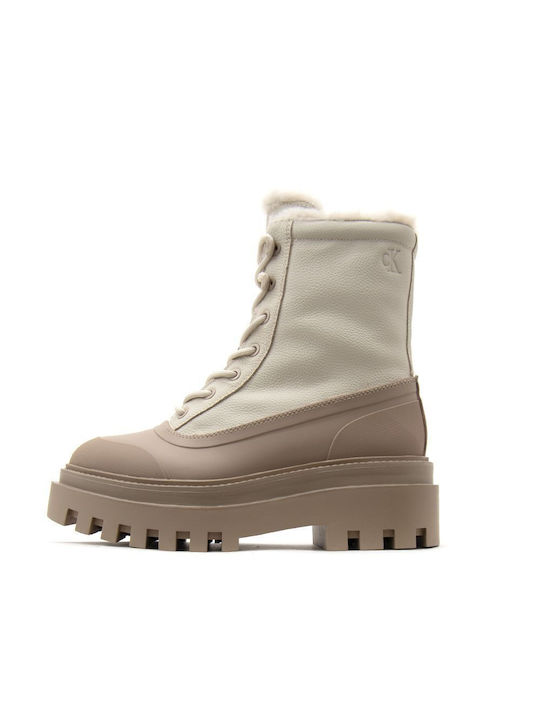 Δερμάτινα Γυναικεία Chelsea Μποτάκια Μπεζ
