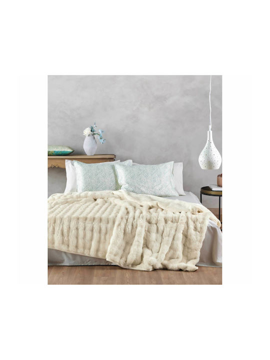 Kentia Cabaret Furry Double Blanket 220x230cm Ecru