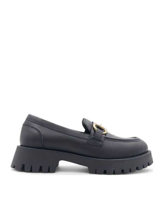 Δερμάτινα Γυναικεία Loafers σε Μαύρο Χρώμα