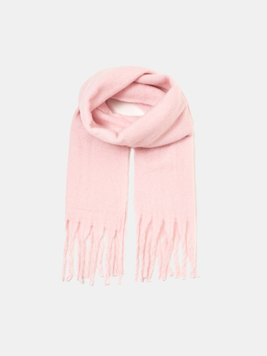 Solid Color Scarf with Fringes Pink Pink