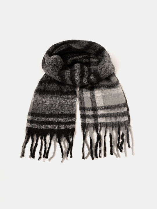 Solid Color Scarf with Fringes Grey Grey