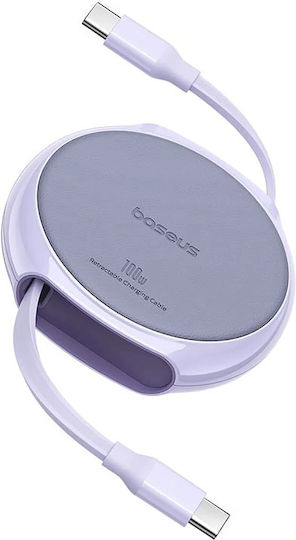 Baseus Retractable USB 2.0 Cable USB-C male - USB-C 100W PD Μωβ 1m P10368400511-00