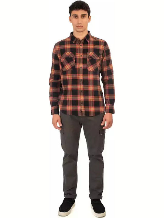 Double Cu mânecă lungă Flanel Cămașă Carou Blac...