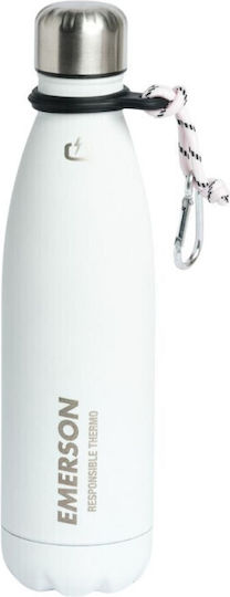 Emerson Bottle Thermos Plastic / Stainless Steel 500ml White with Straw