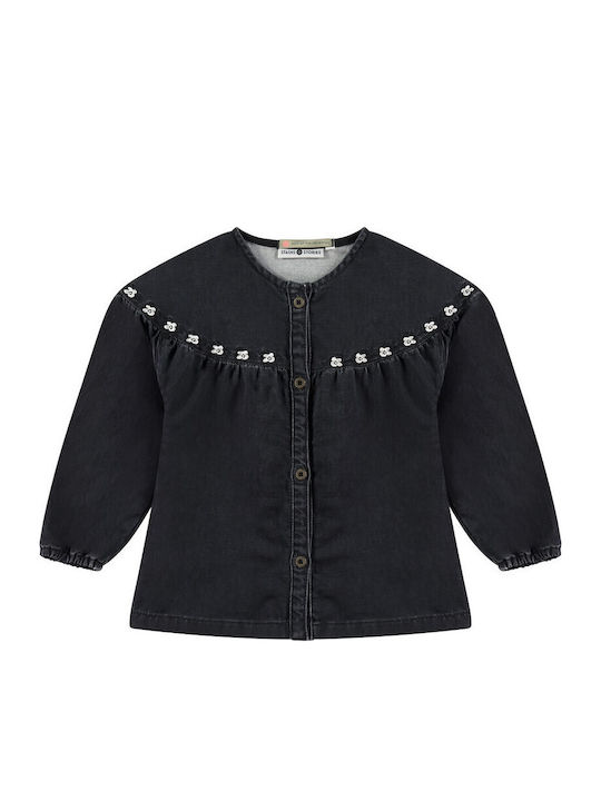 Kids Shirt Long Sleeve Denim Black