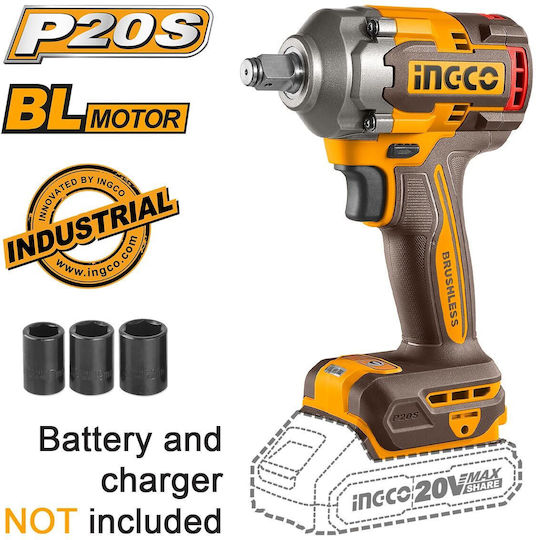 Ingco CIWLI20401 Μπουλονόκλειδο Μπαταρίας 20V Solo με Υποδοχή 1/2"