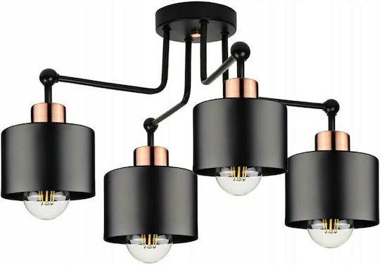 Spot with 4 Lights and with Socket E27 in Black Color