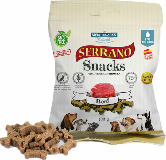 Mediterannean Serrano Λιχουδιά για Κουτάβια Μικρόσωμων Φυλών χωρίς Γλουτένη με Μοσχάρι και Βοδινό 100gr