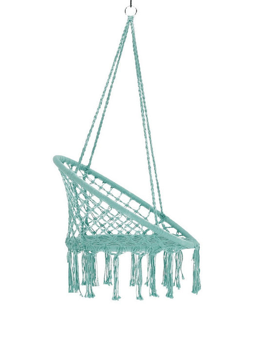 Hängende Garten & Veranda Schaukel Sessel Stoff Grün Belastbarkeit bis 120kg L80xB80xH120cm